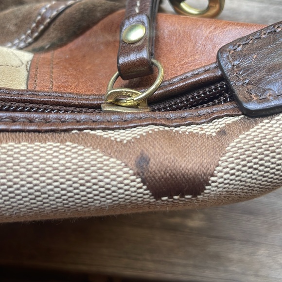 Authentic Brown Tan Animal Print Leather Suede Patchwork Coach Mini Bag Purse - Picture 8 of 12